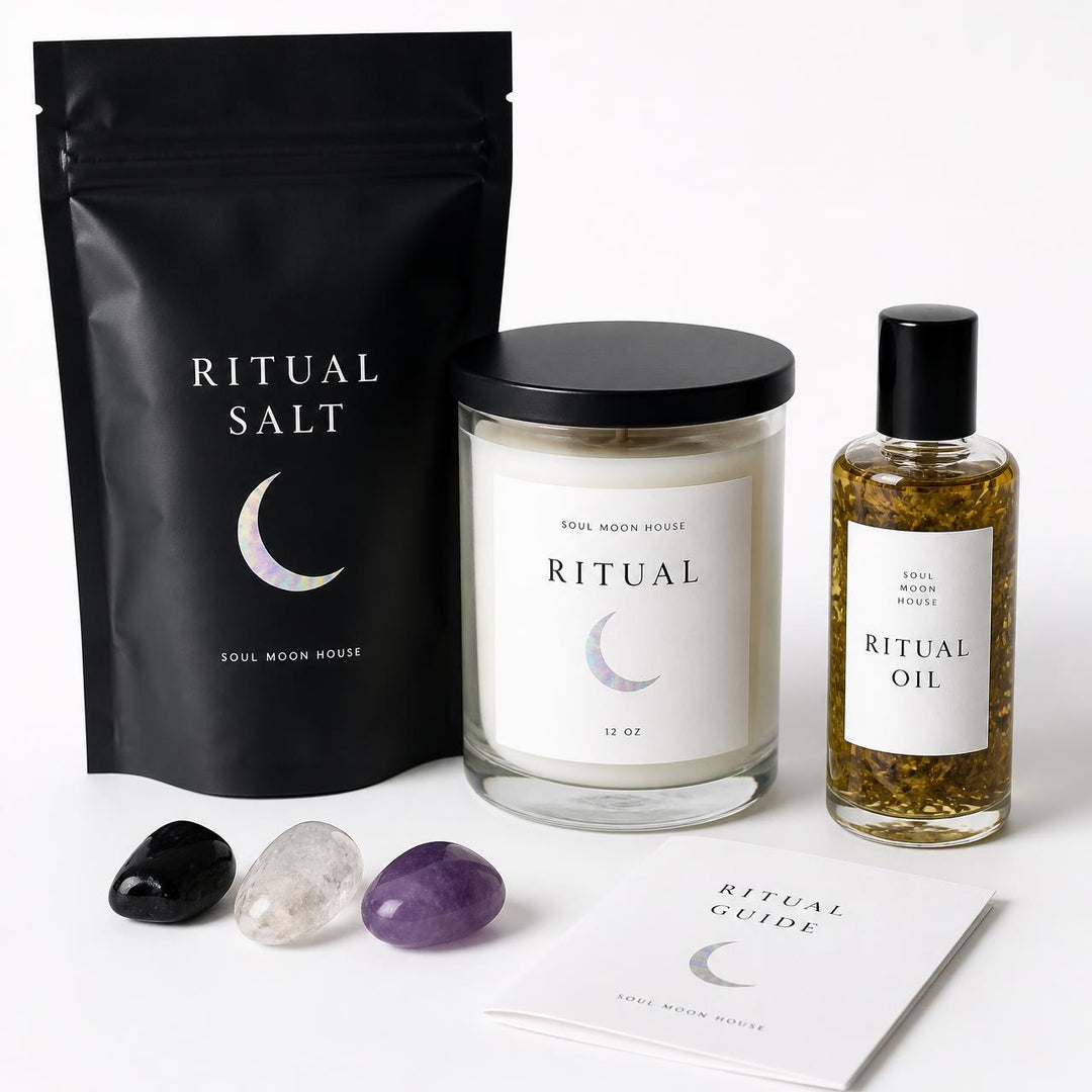 Clarity and Intuition Ritual Kit with candle, ritual oil, ritual salt, crystals and guide